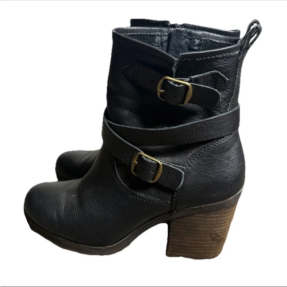 Lucky Brand Shoes - Lucky Brand Womens Western Orenzo Motorcycle Boots Black Leather Mid Calf Zip 7